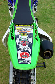 
 2008 Kawasaki KXF 450 SR 
 In Race Trim - Tail View 
